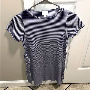 Little English Blue and White Striped Short Sleeve Tie Dress Size 14 EUC